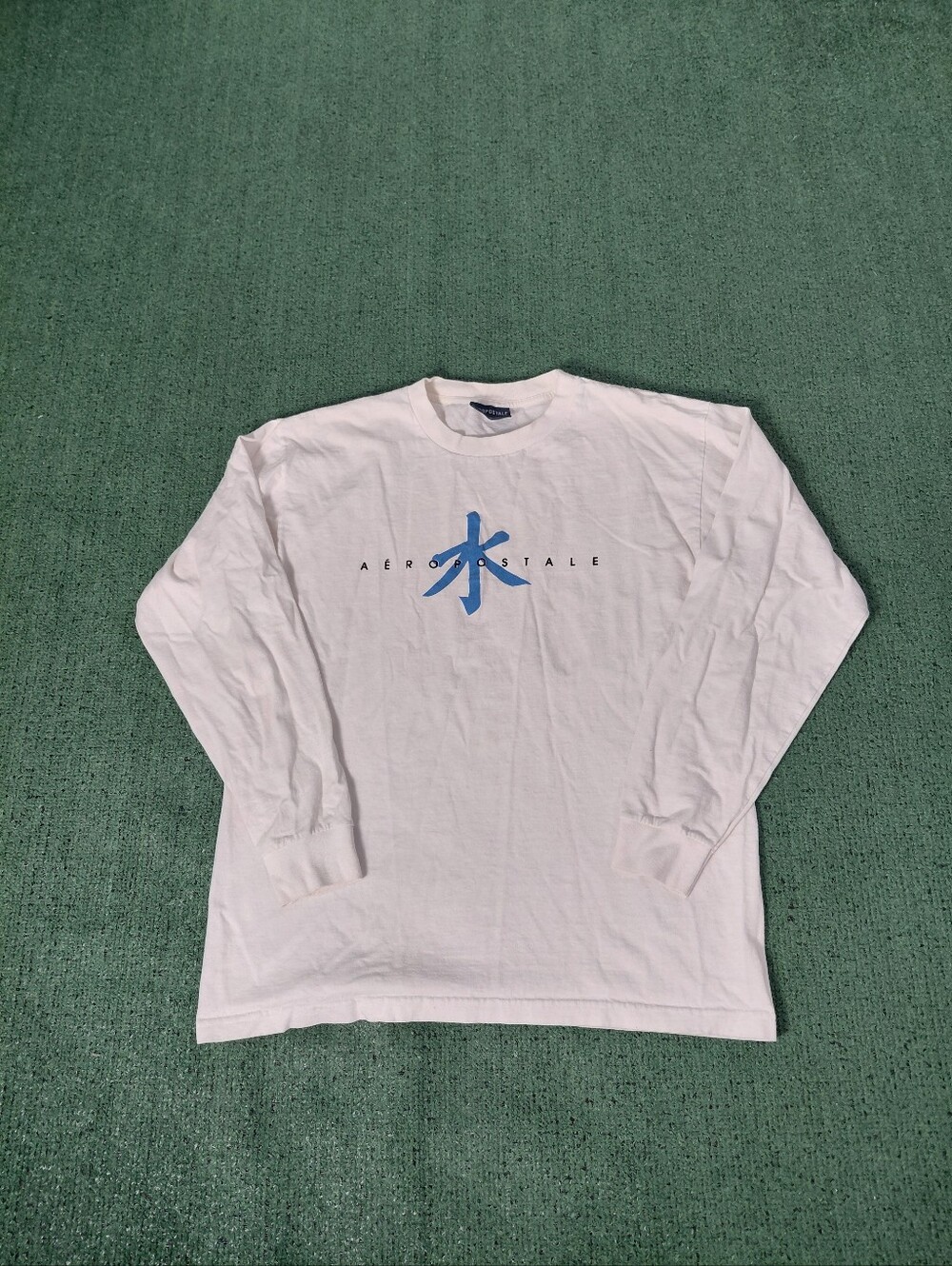 Vintage 2004 Aeropostale Chinese Water Symbol Y2K White Long Sleeve Sz Large